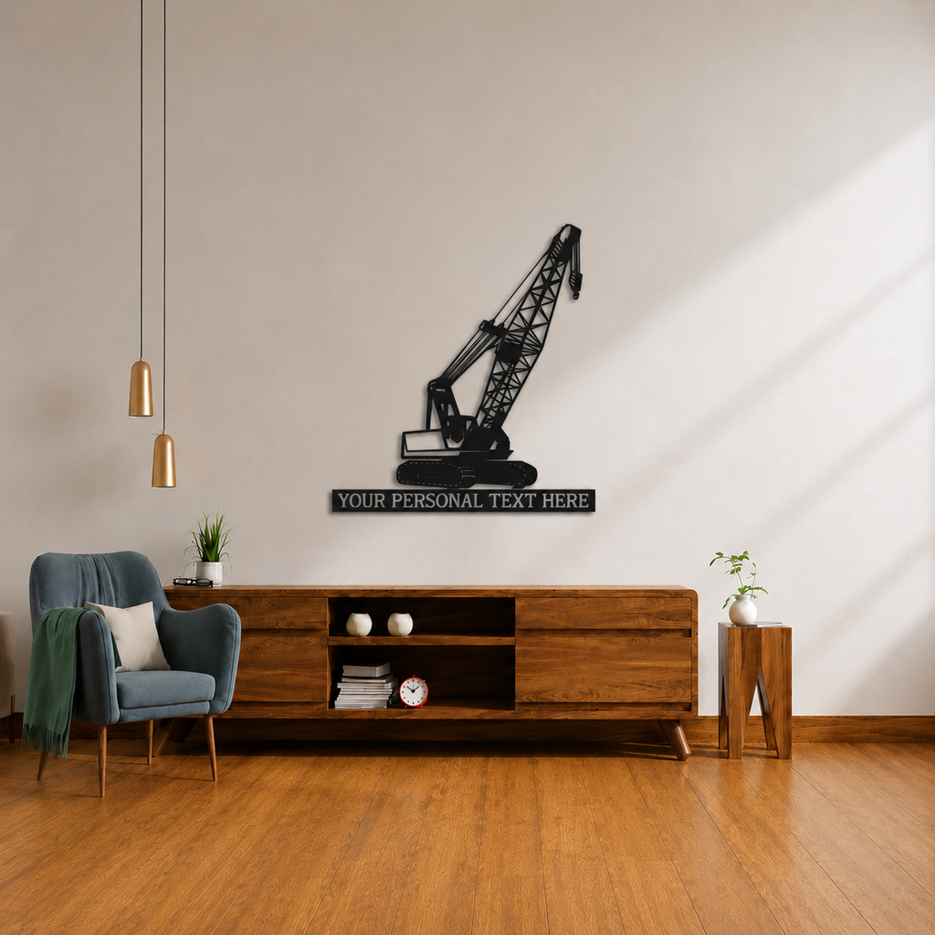 Crawler Crane Metal Name Sign Wall Art