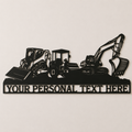 Personalized Excavator & Loader Metal Name Sign Wall Art