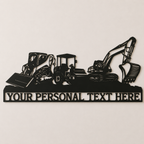 Personalized Excavator & Loader Metal Name Sign Wall Art