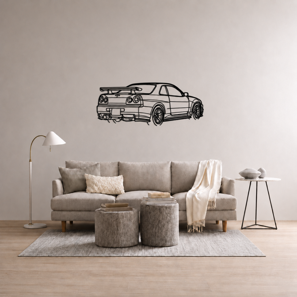 Nissan Skyline R34 Back view Wall Art